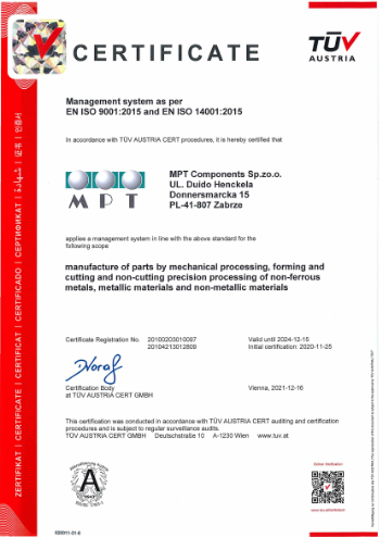 ISO 9001 + ISO 14001MPT Components